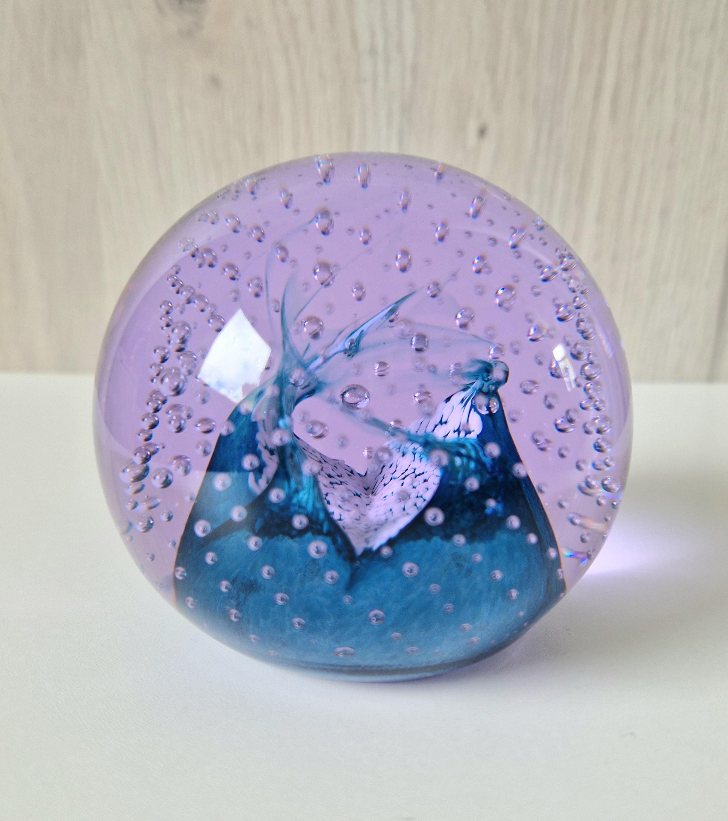 Caithness Purple & Blue Cauldron Large Art Glass Ball Paperweight 8cm Signed