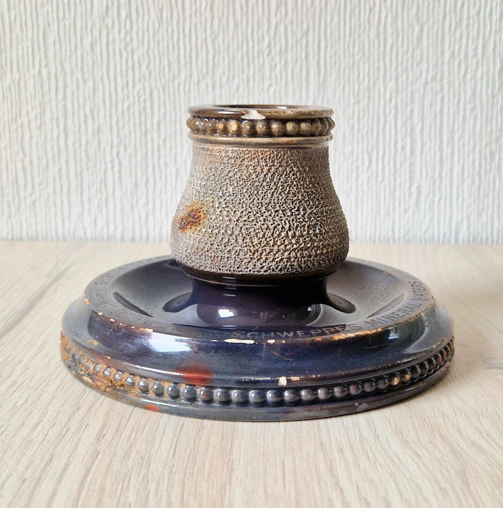 Rare Antique Empire Works Schweppes Pub Ceramic Stoneware Match Strike Holder