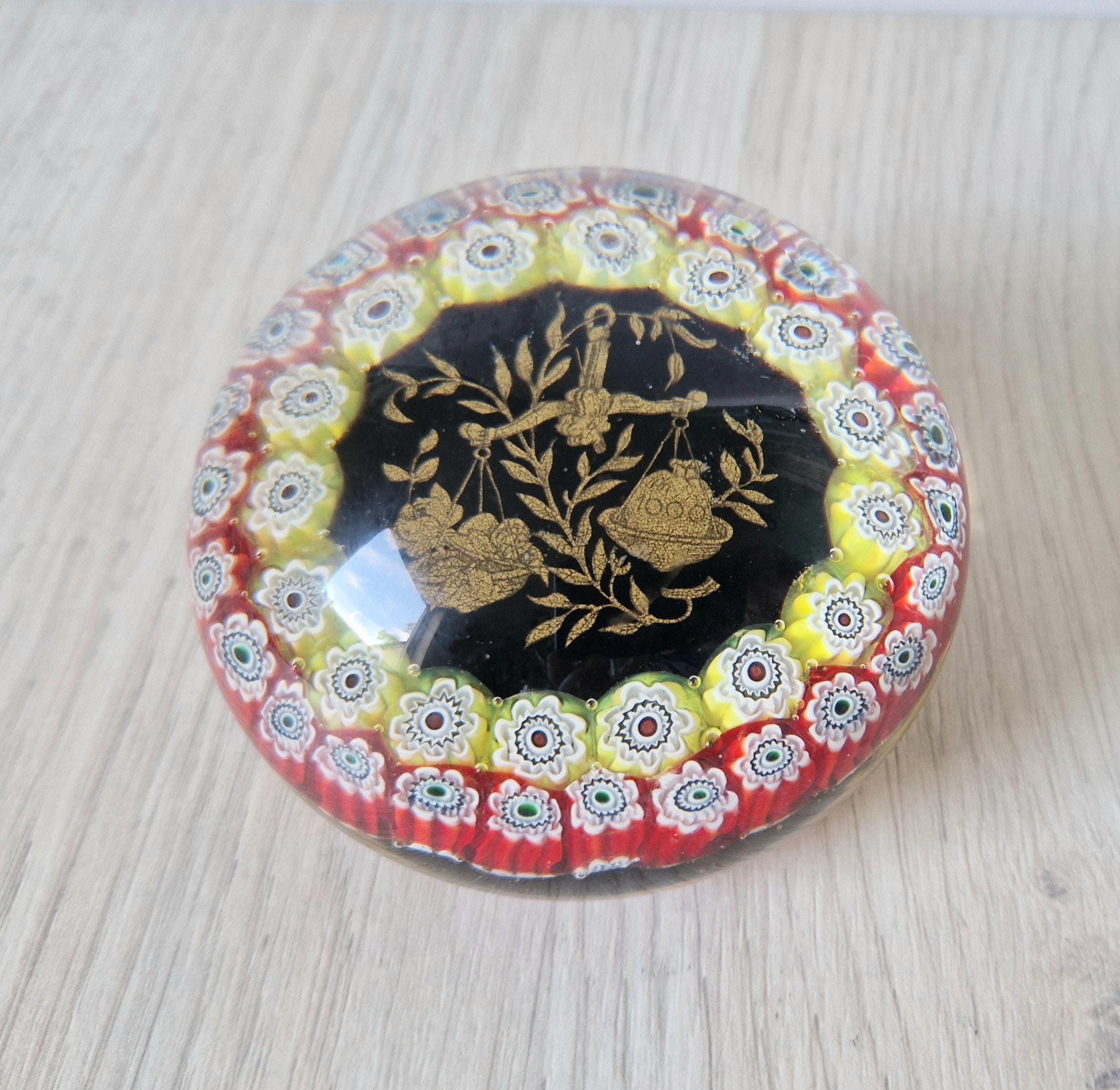 Libra Astrological Murano Art Glass Paperweight Ferro & Lazzarini 1980 Italy