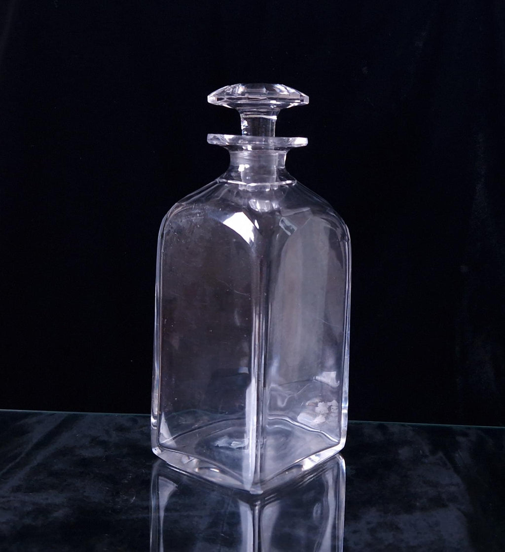 Antique Rectangular Spirit Decanter With Petal-Cut Shoulders & Octangon Stopper
