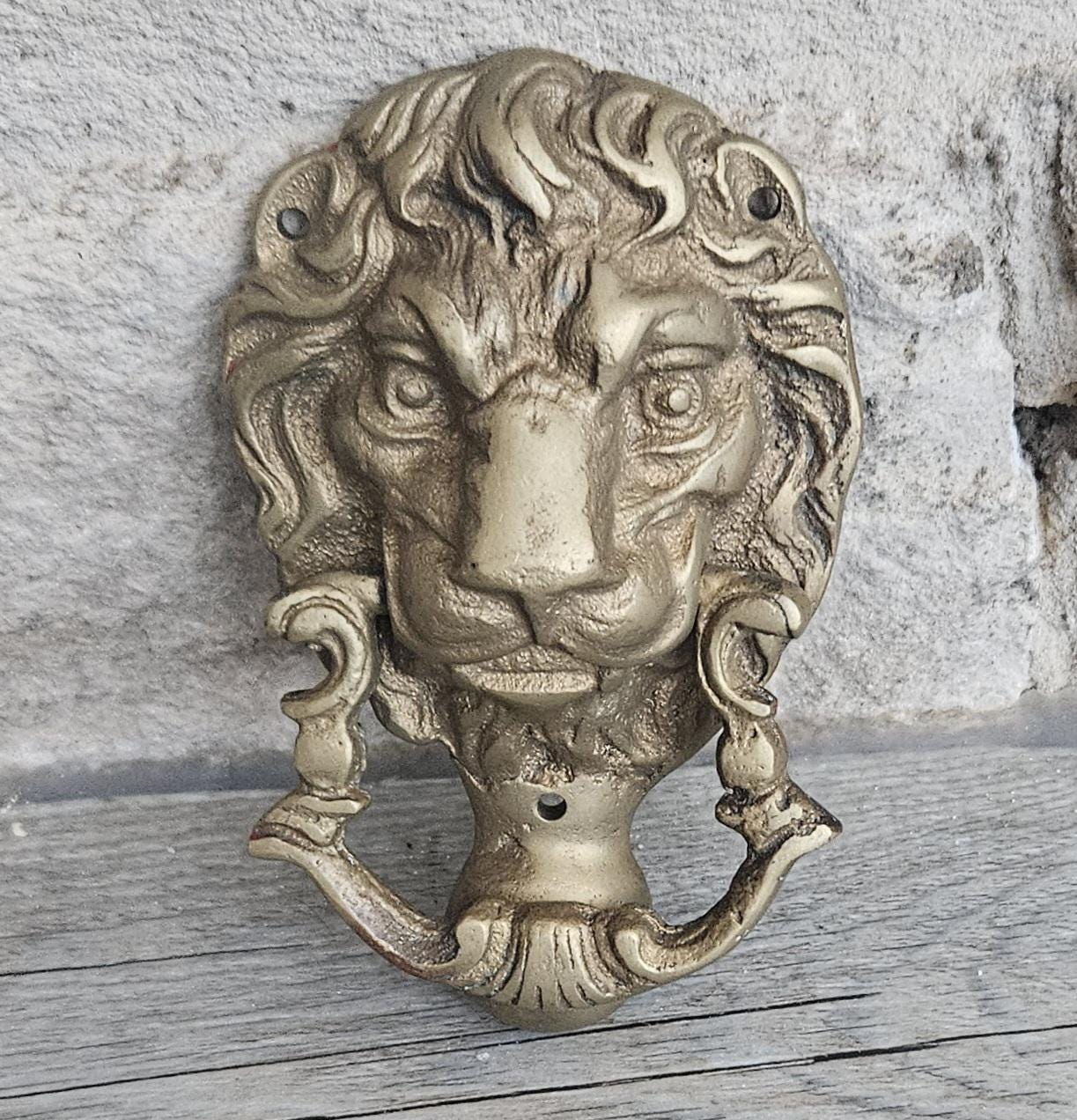 Vintage Brass Lions Head Door Knocker 11.5cm X 7cm