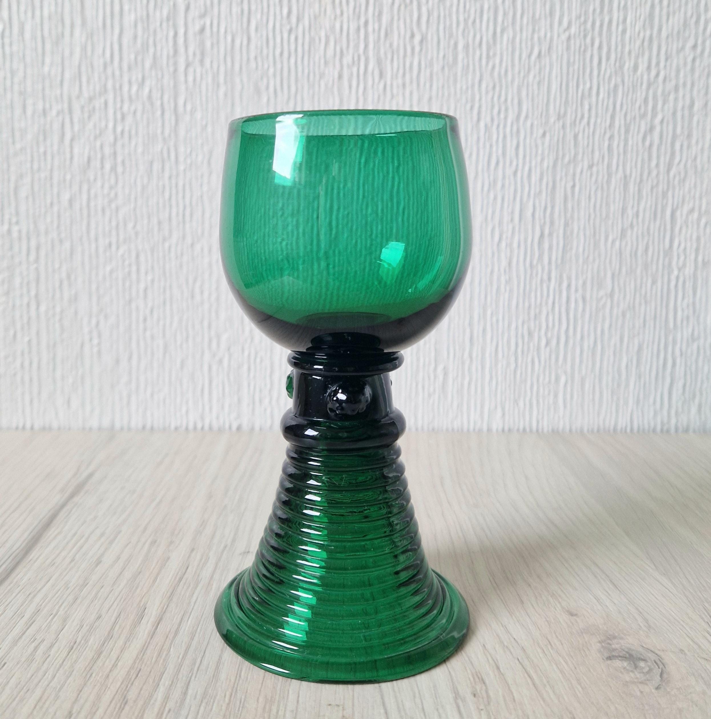 Early 19th Century English Lead Bristol Green Roemer Coiled Foot Wine Glass C.1830