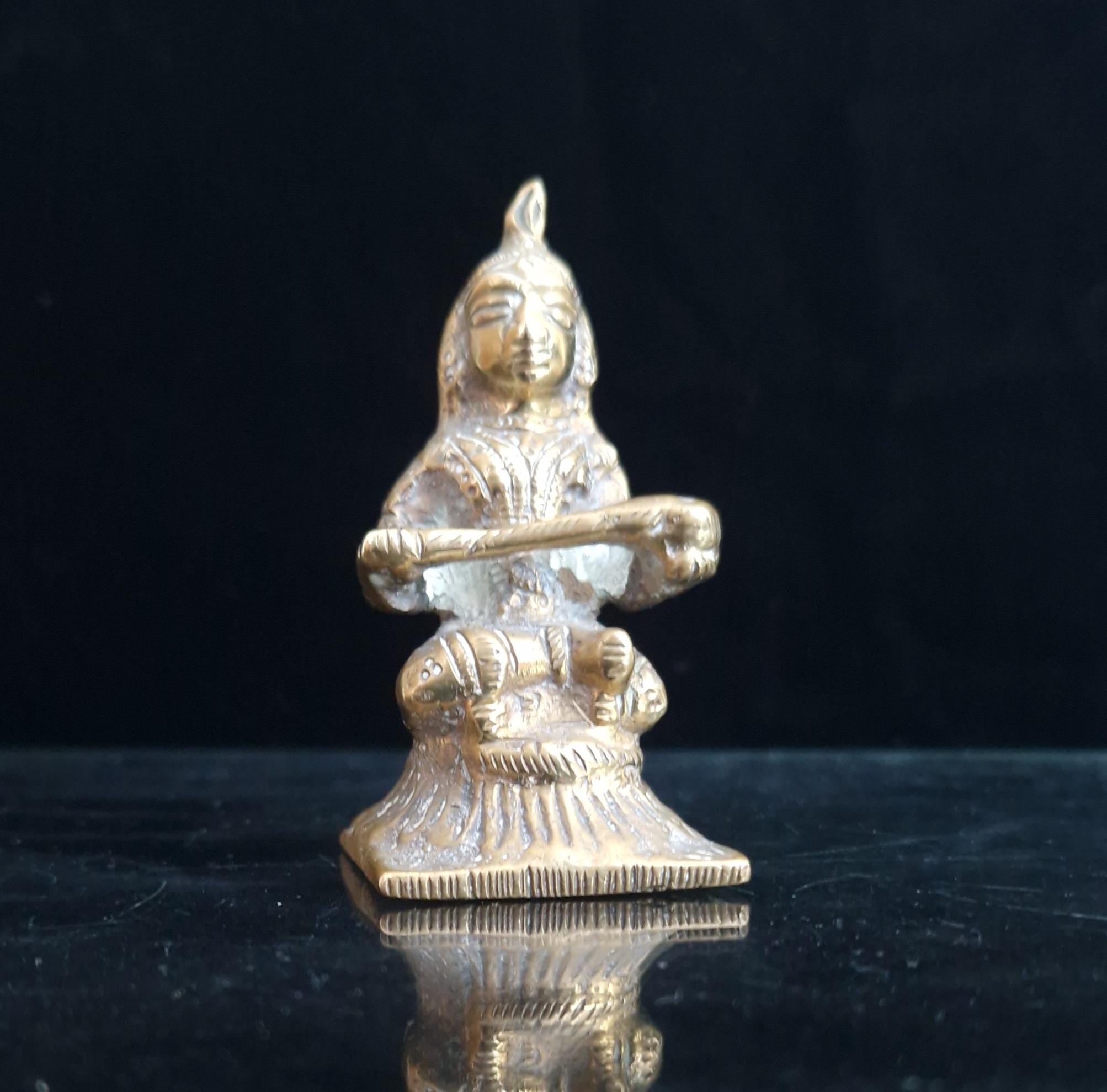 Antique 19th C. Small Bronze Annapurna Hindu Goddess Statue