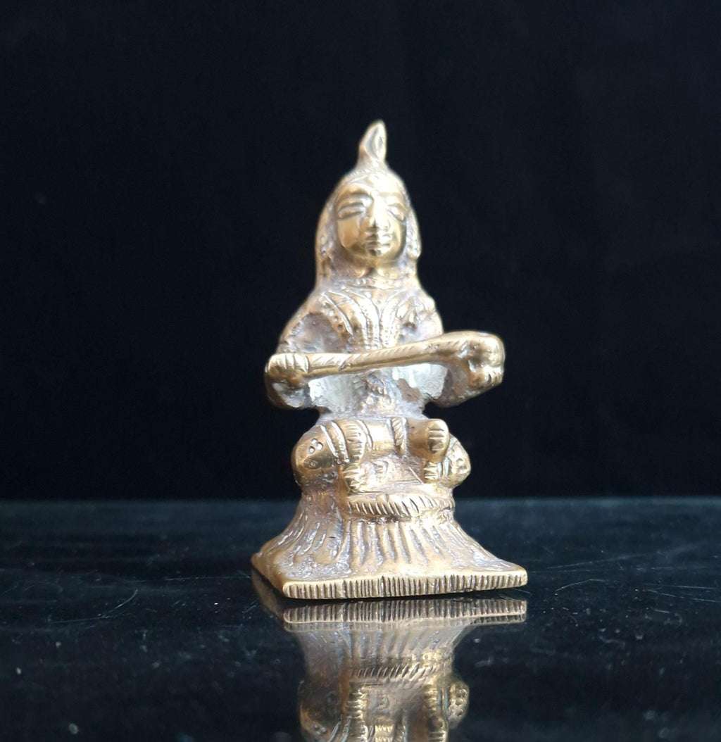 Antique 19th C. Small Bronze Annapurna Hindu Goddess Statue