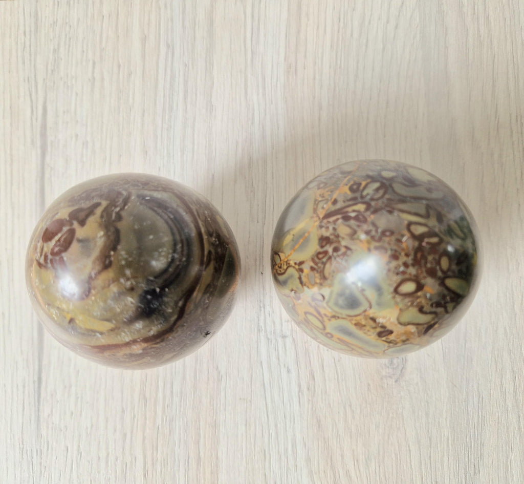2 x Antique Large Cornish Serpentine Decorative Mineral Eggs 10cm (4 inch)