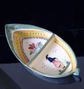Vintage Henriot Quimper Faience Ceramic Boat Shape Divided Serving Dish