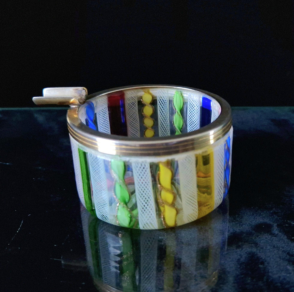Mid Century 1960's Murano Fratelli Toso Rainbow Ribbons Italian Art Glass Ash Tray