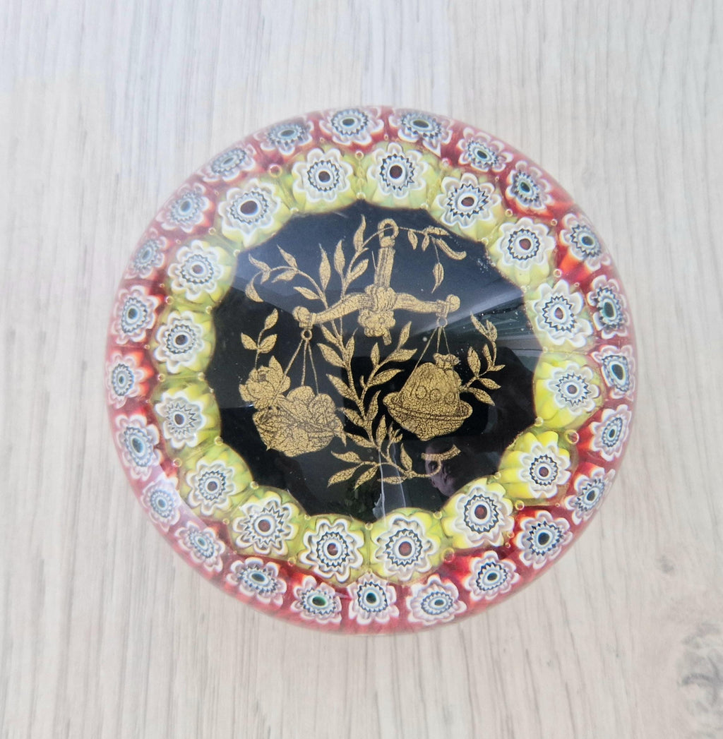 Libra Astrological Murano Art Glass Paperweight Ferro & Lazzarini 1980 Italy
