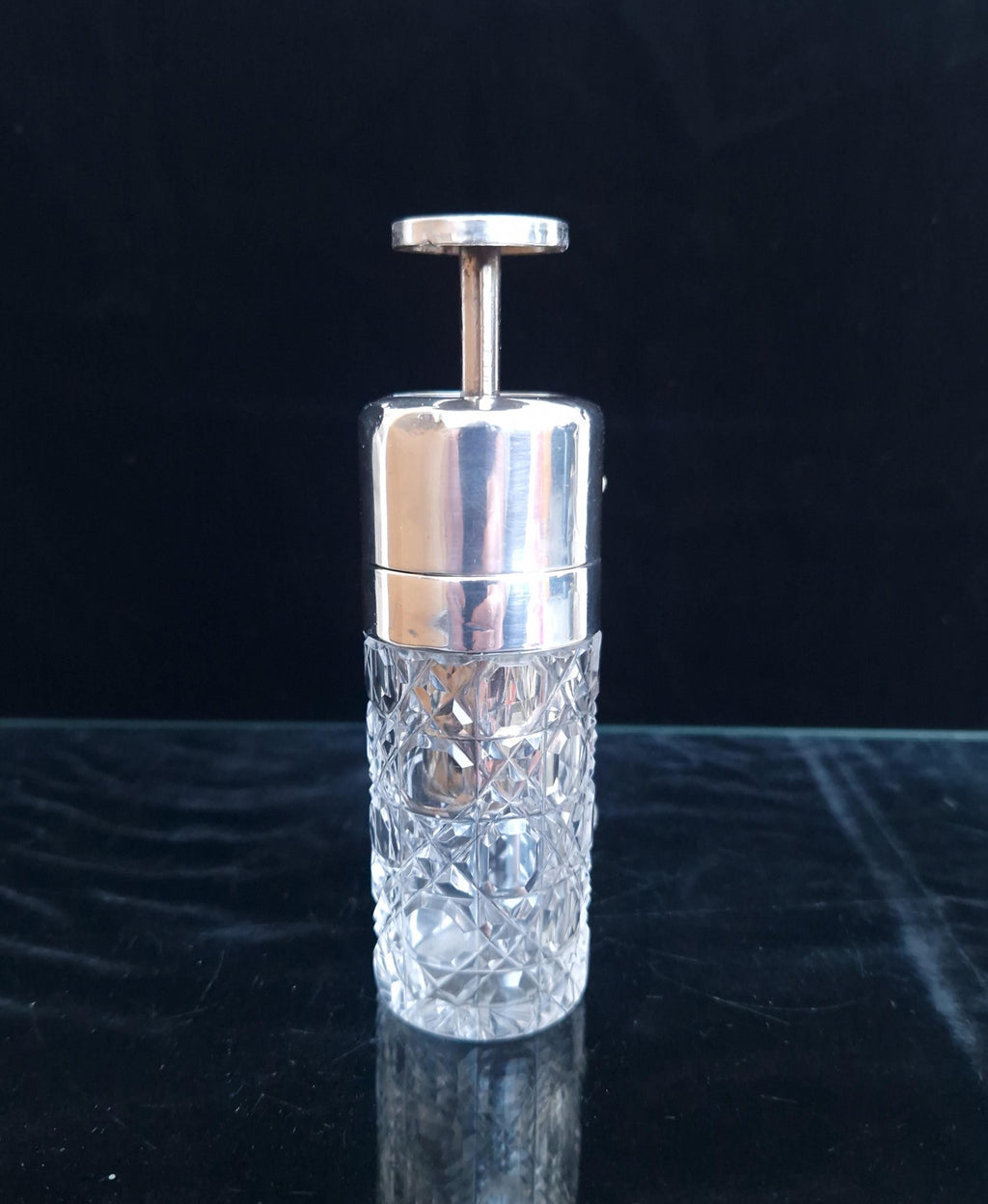 Art Deco Theophilus Martin Baccarat Glass Sterling Silver Piston Pump Antique Perfume Atomiser