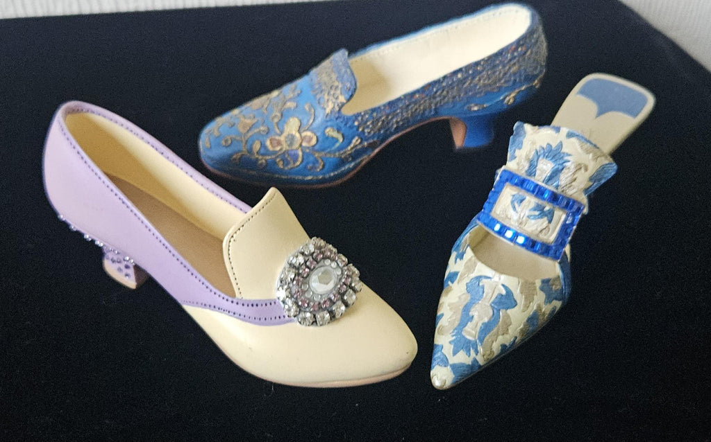 Vintage Miniature Shoe Ornaments: Collectible Display Shoes, Set of 3