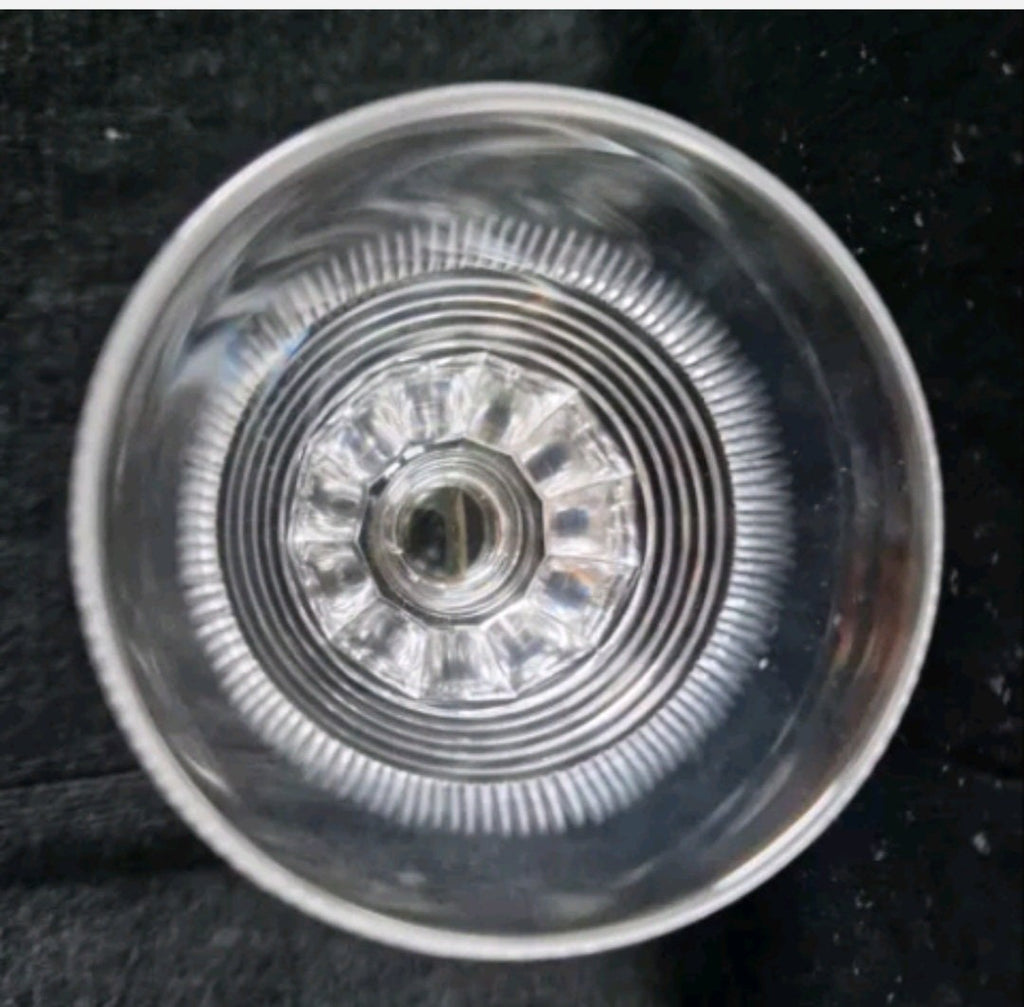Early 19th C. Wine Glass Slice Blaze & Prism Cut Bowl Medial Blade Knop Stem