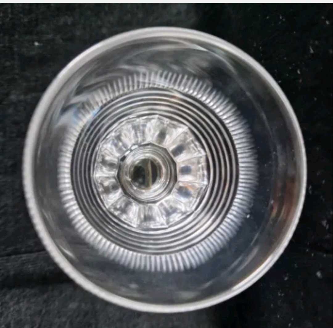 Early 19th C. Wine Glass Slice Blaze & Prism Cut Bowl Medial Blade Knop Stem