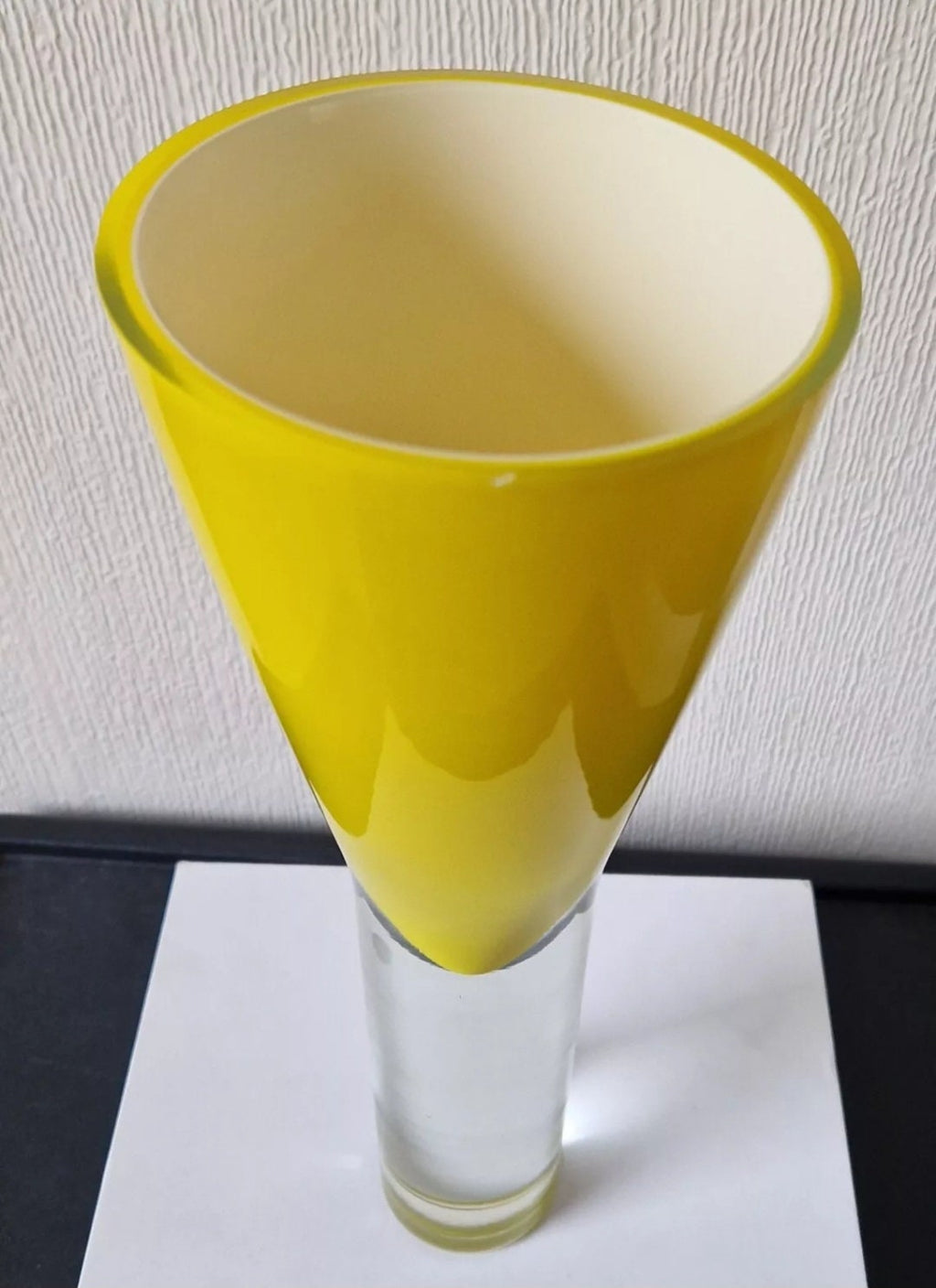 Yellow Sommerso Vase Art Glass Cased Inverted Cone Mid Century Design