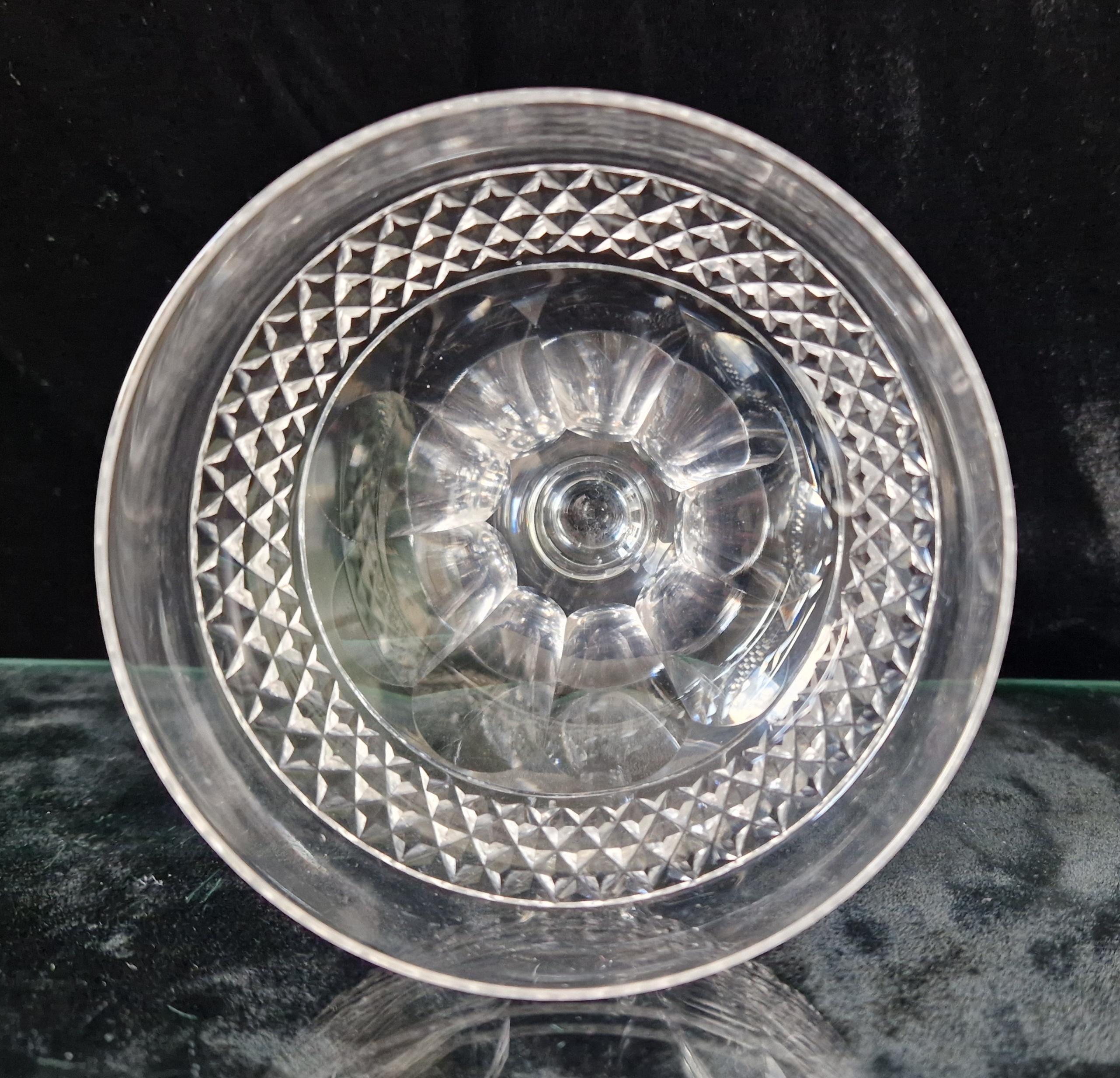 Antique Victorian Pan Top Bowl Diamond Cut Crystal Rummer Glass