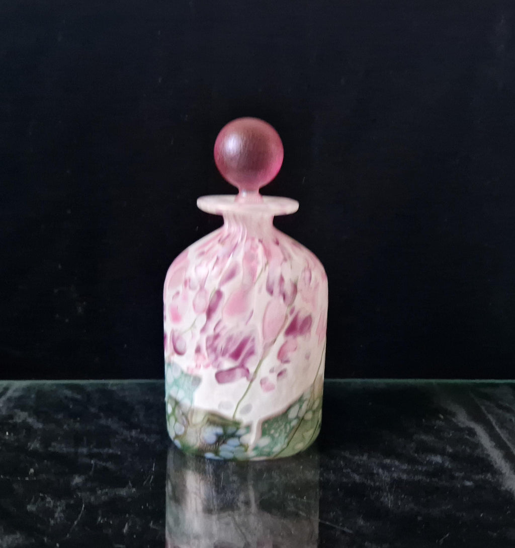 Vintage Isle Of White Glass Perfume Bottle, Lilac Flower Garden, Michael & Elizabeth Harris