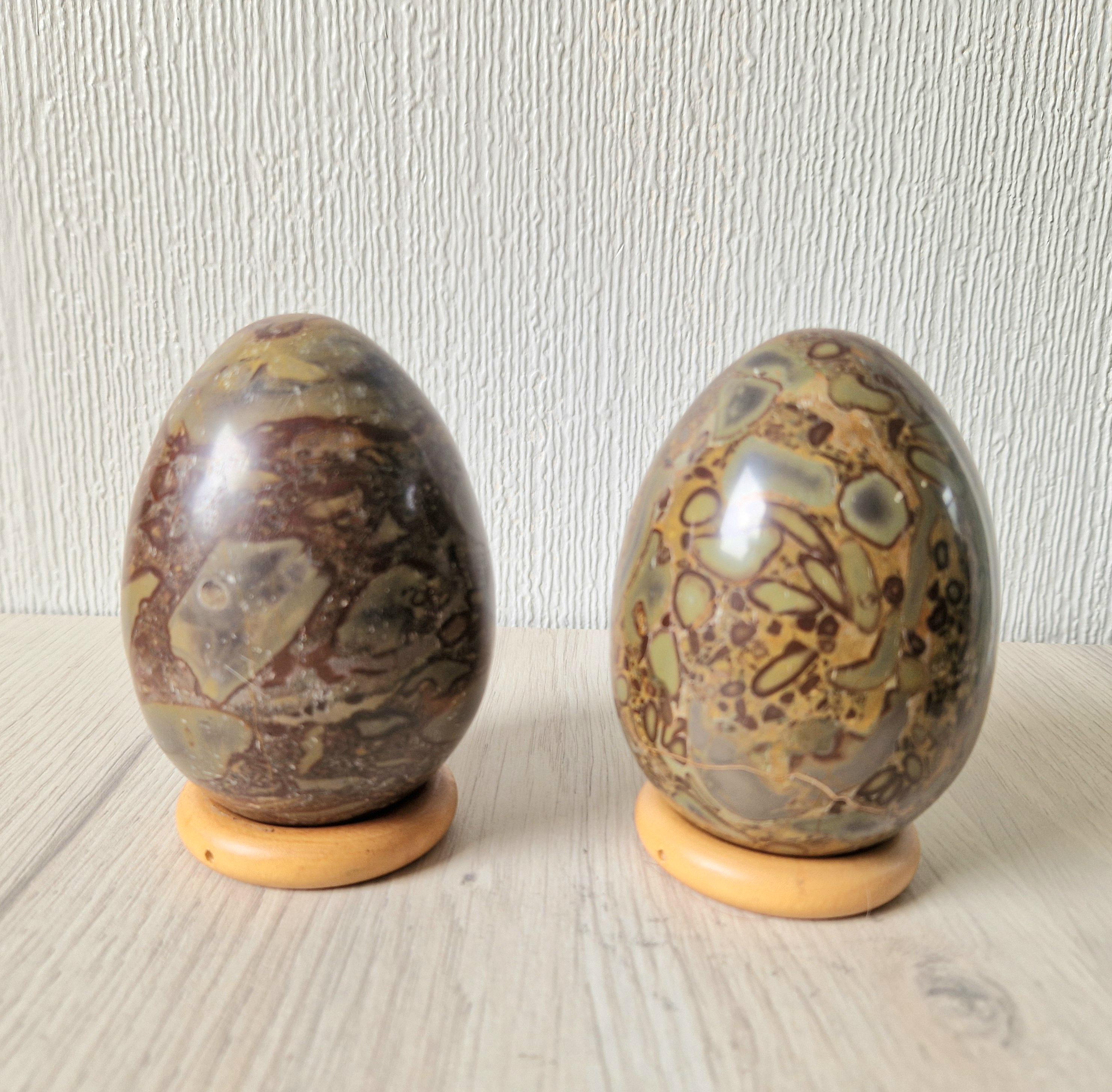 2 x Antique Large Cornish Serpentine Decorative Mineral Eggs 10cm (4 inch)