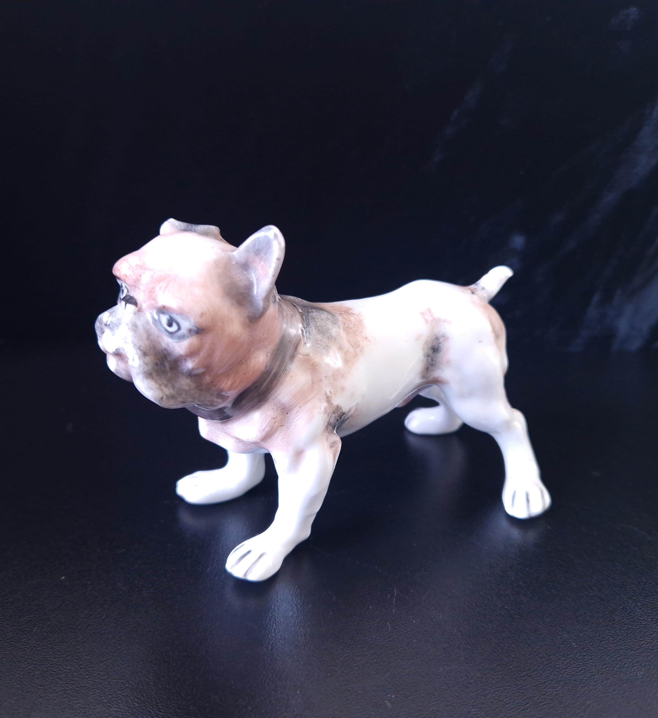 Early 20th Century Hand Painted Ceramic English Bulldog Figure 12cm