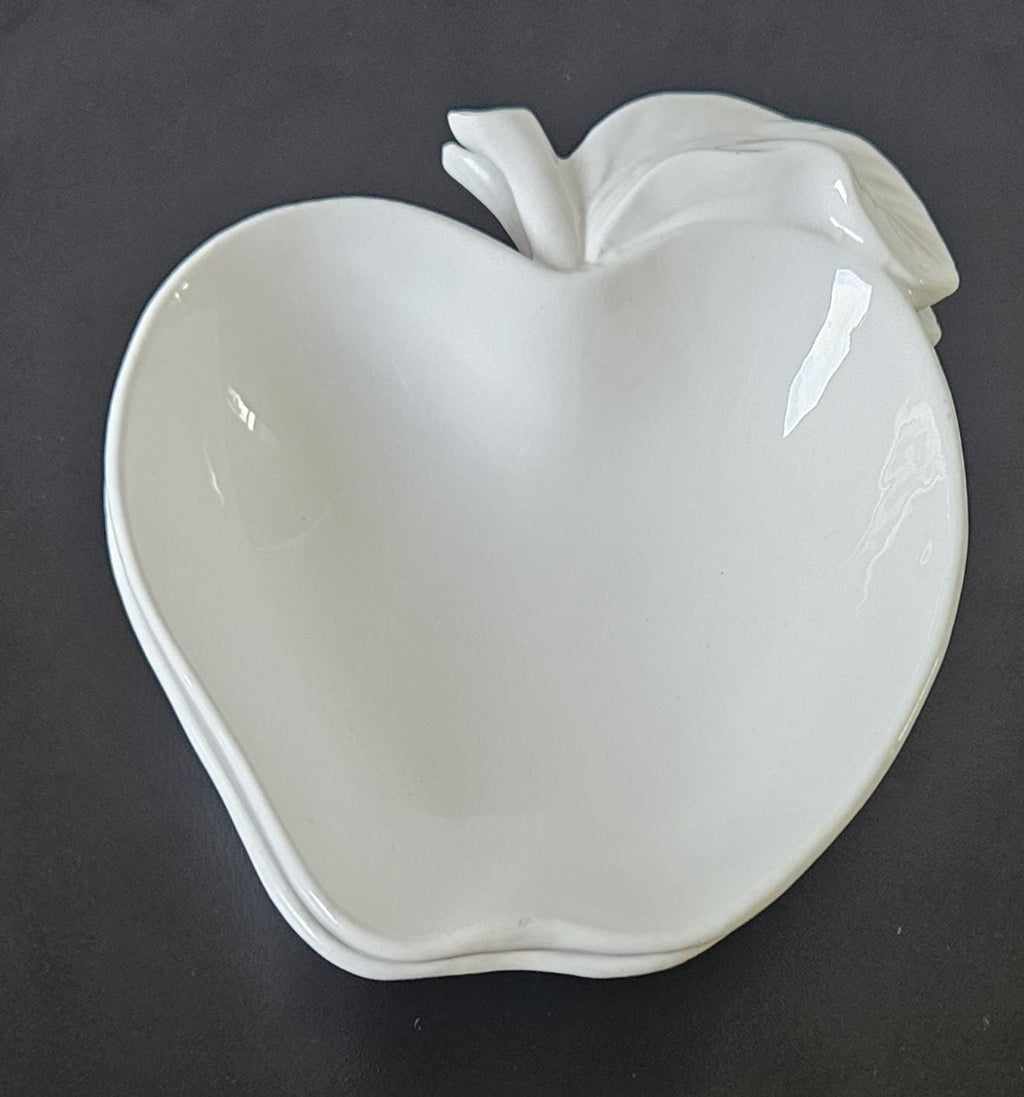 Vintage Pair White Apple Shaped Dishes Made in Italy 5" X 5.5"