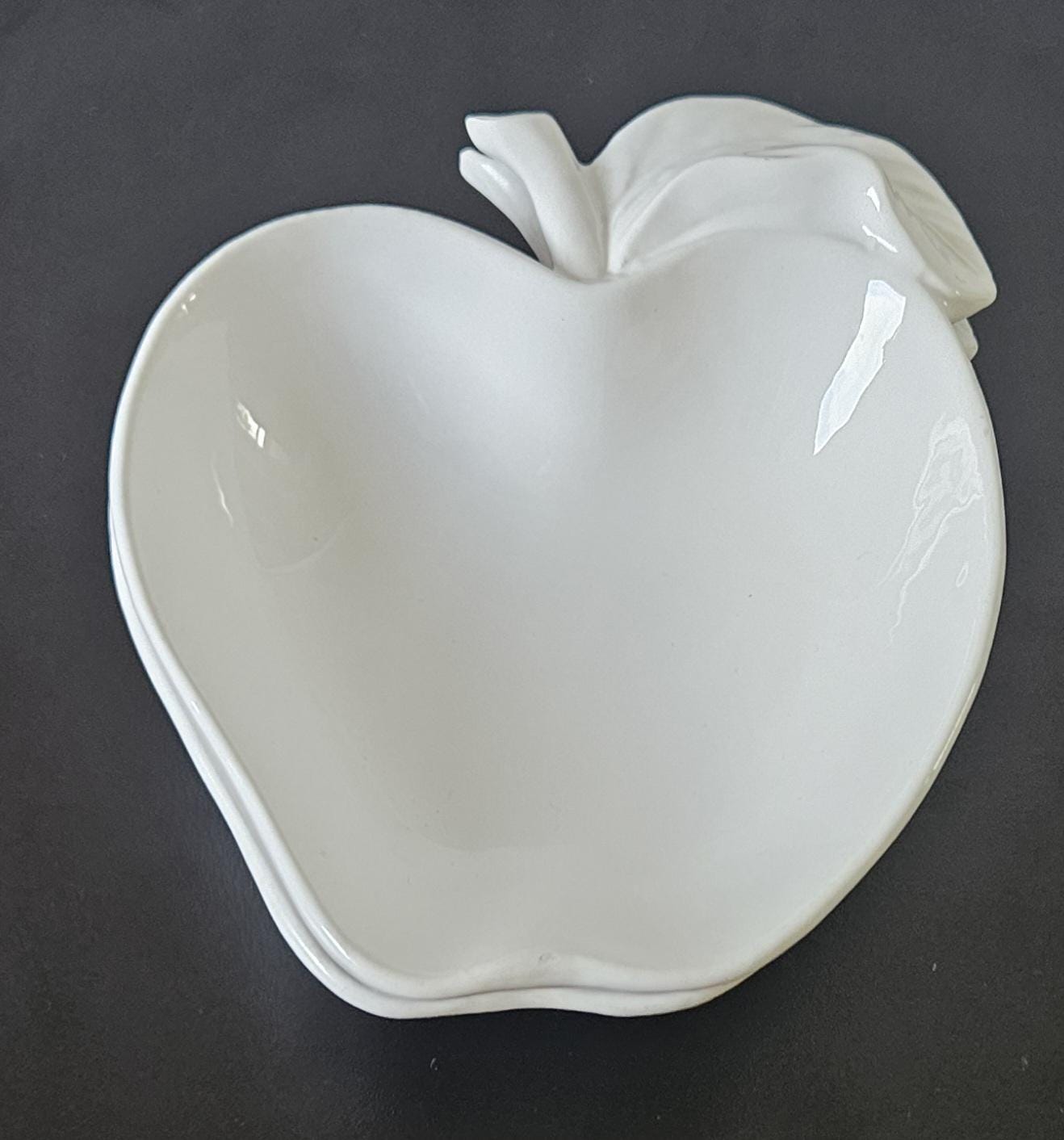 Vintage Pair White Apple Shaped Dishes Made in Italy 5" X 5.5"