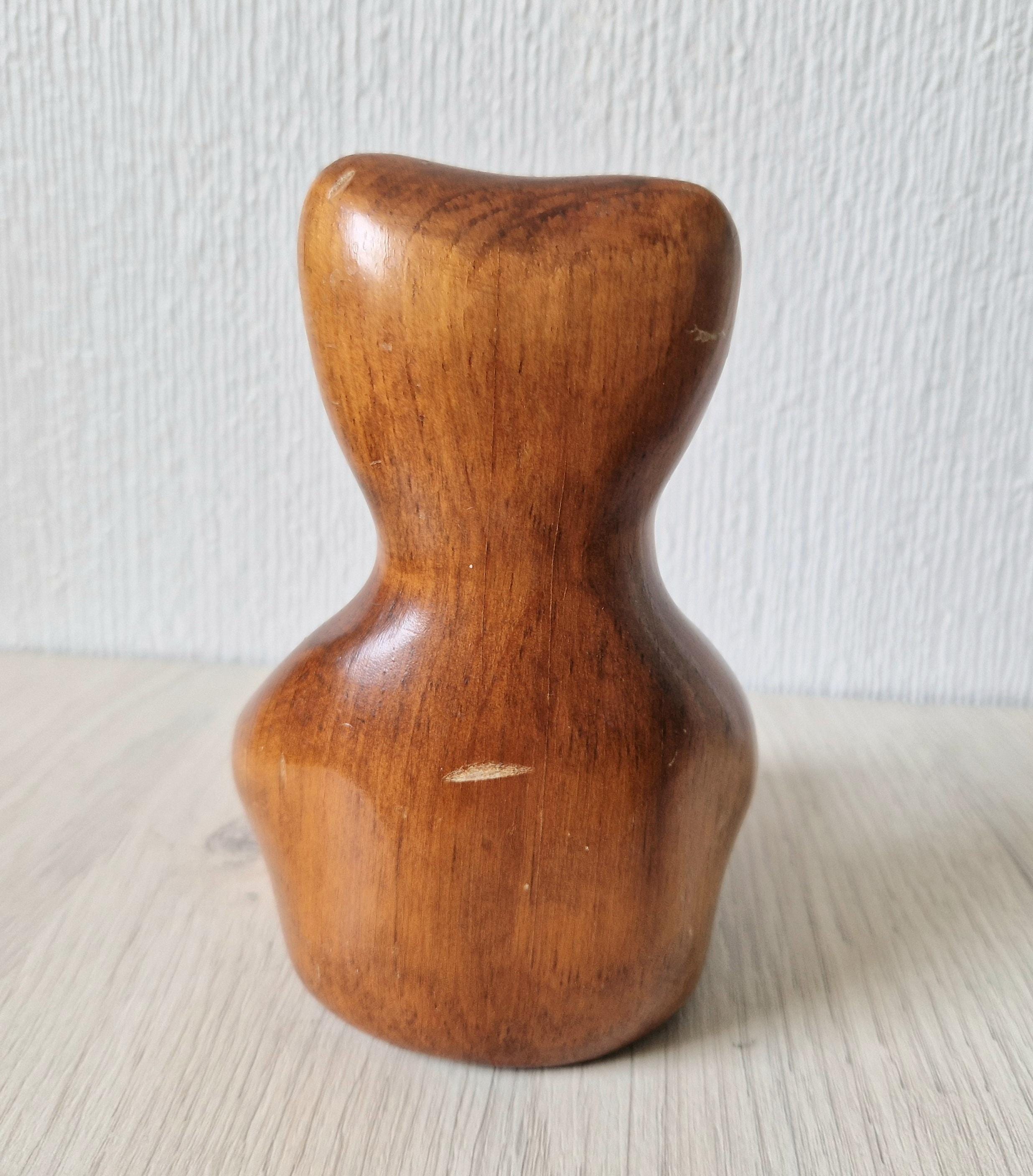 Vintage Stylised Carved Plum Wood Teddy Bear Figure 14cm