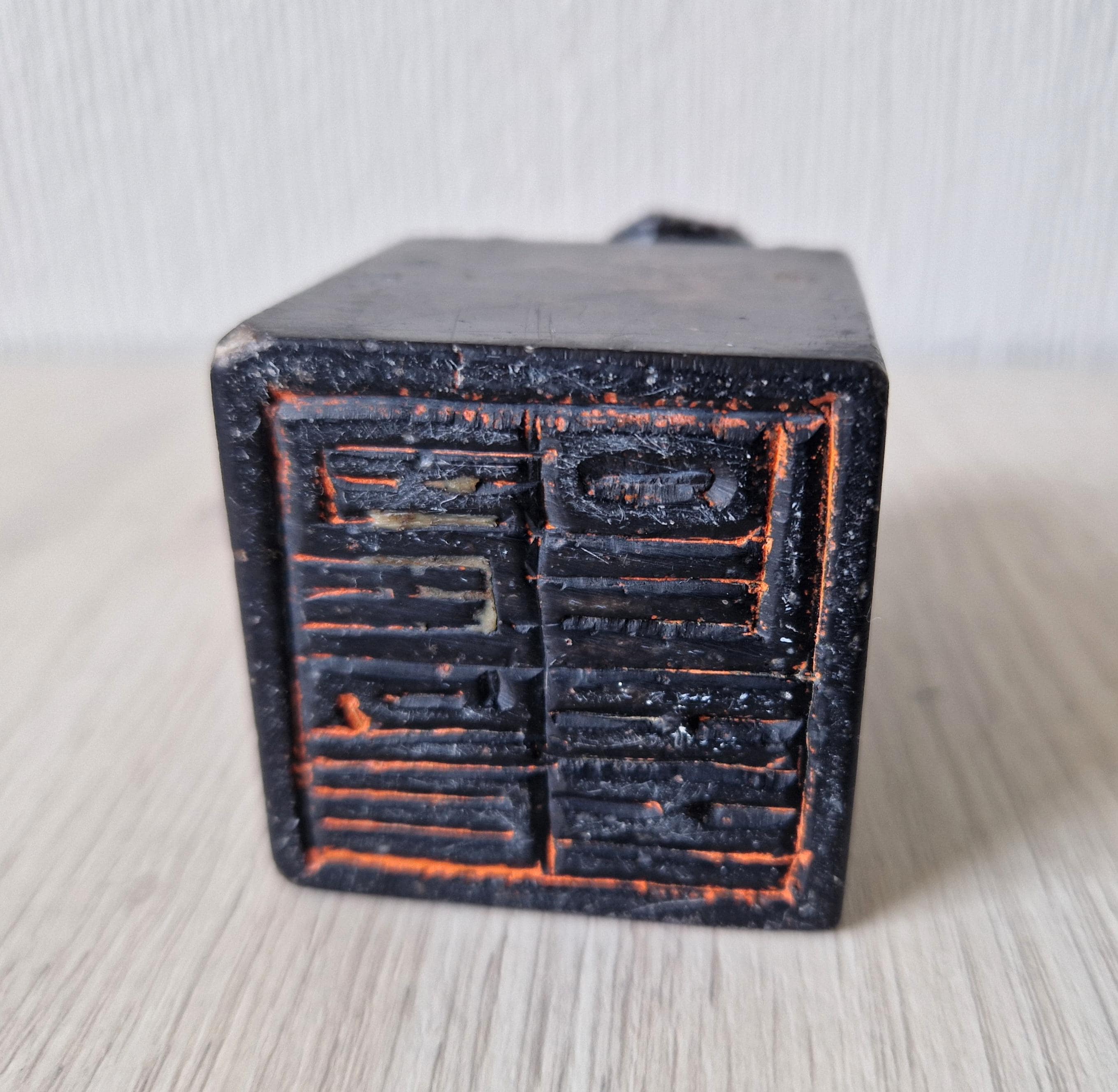 Antique Carved Black Hardstone Foo Dog Chinese Chop Block Seal 8.5cm