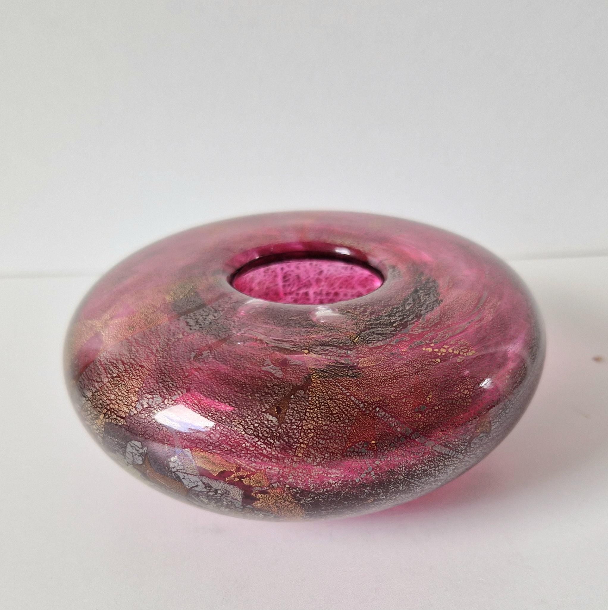 Vintage Isle of Wight Studio Michael Harris 'Azurene Pink' Glass Squat Vase