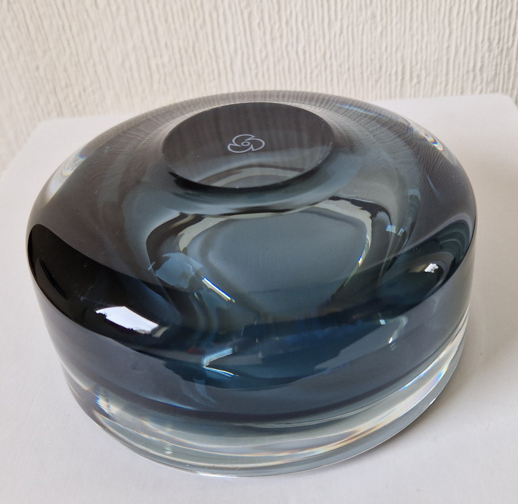 Per Lutken For Holmegaard Ashtray Bowl MCM Smoke Blue Danish Art Glass 1960's