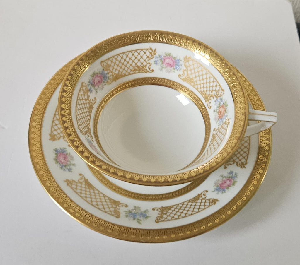 Vintage Rosenthal Germany Cup and Saucer: Gold Gilt Floral Porcelain