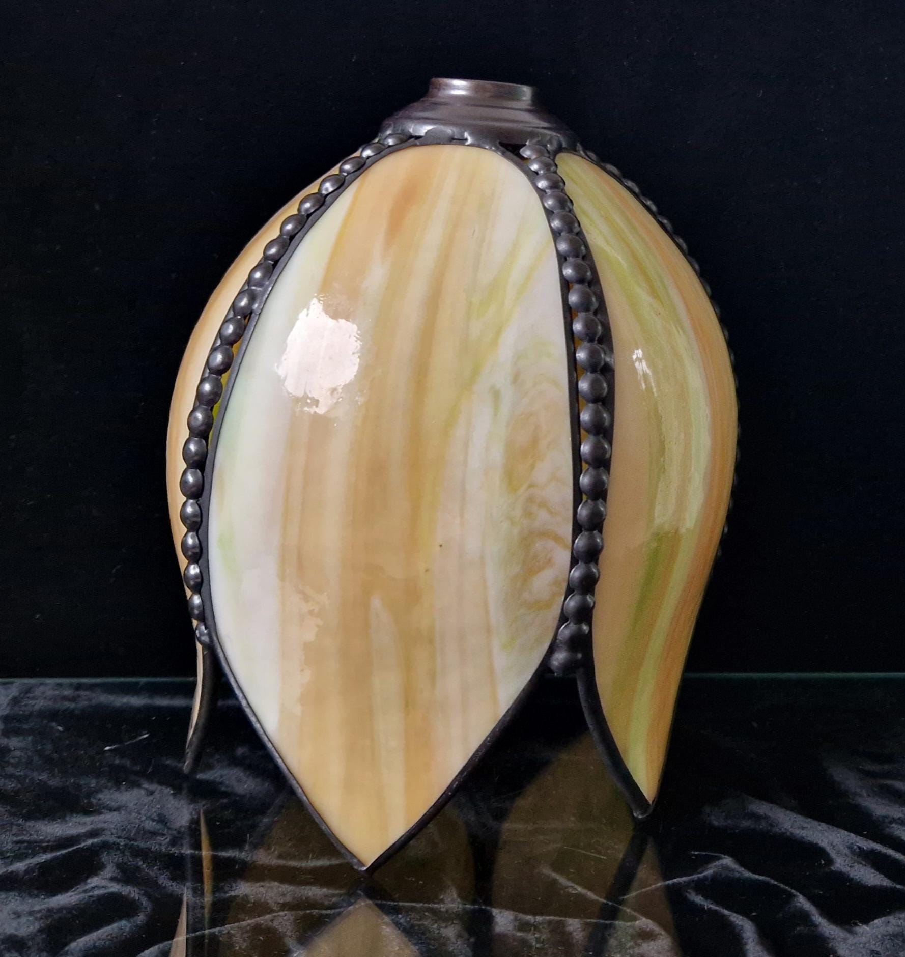 Vintage Tiffany-Style Slag Glass 5 Panel Tulip Lamp Shade 20cm