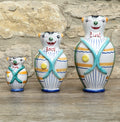 Vintage Mid Century Italian Ceramic Clown Vases Set of 3 Nesting Majolica Libertas Italy