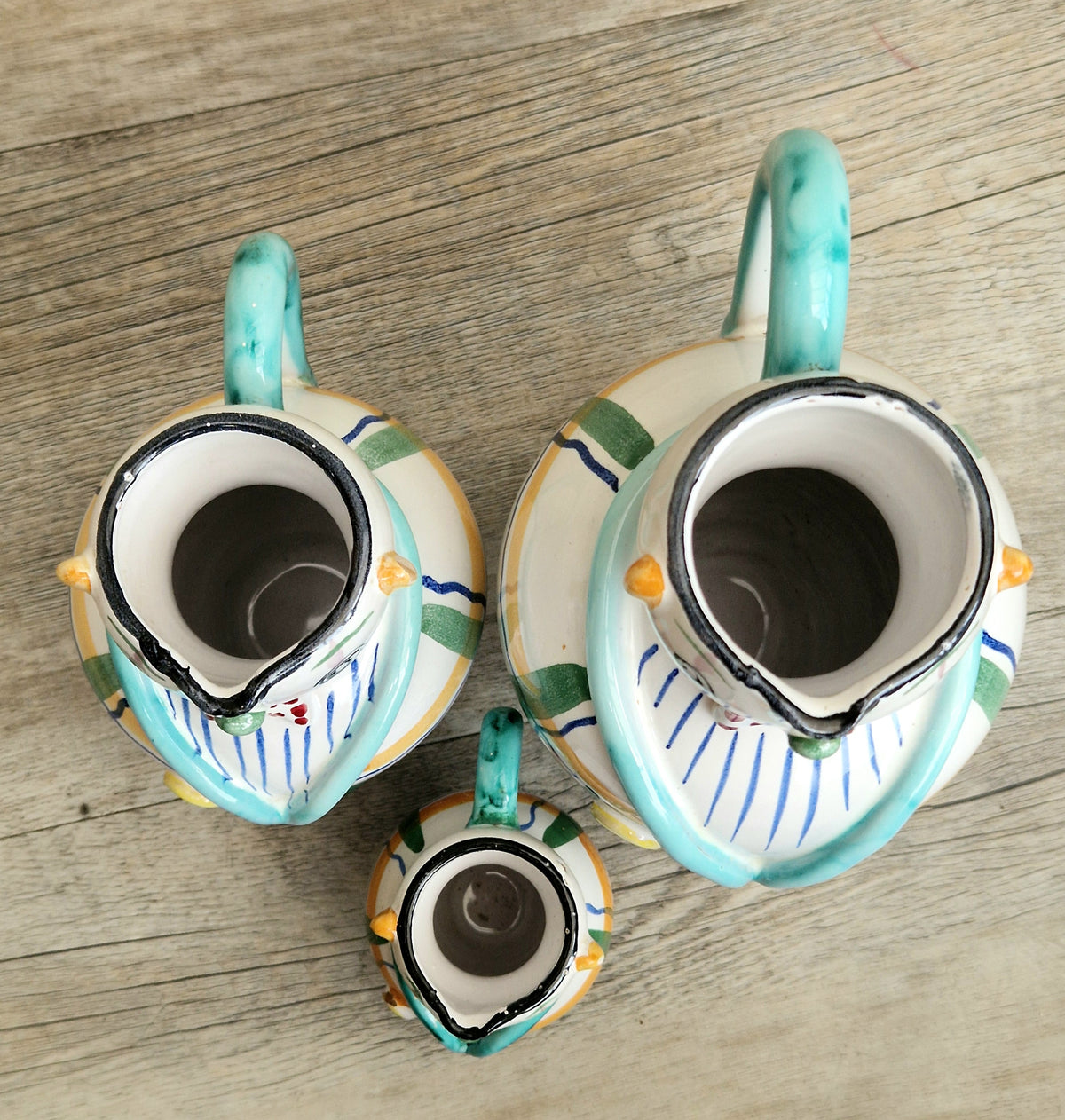Vintage Mid Century Italian Ceramic Clown Vases Set of 3 Nesting Majolica Libertas Italy