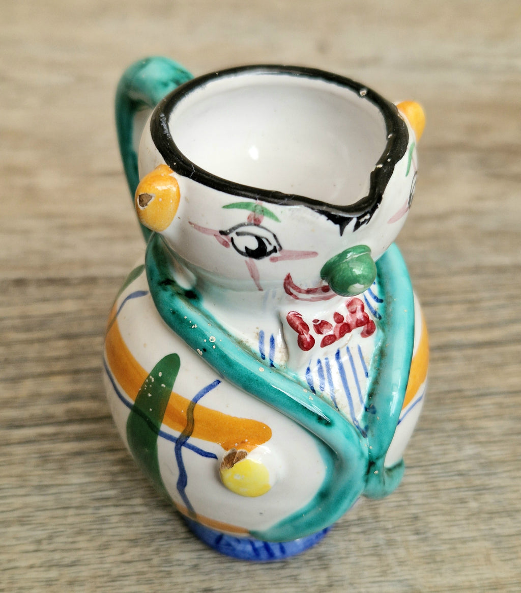 Vintage Mid Century Italian Ceramic Clown Vases Set of 3 Nesting Majolica Libertas Italy