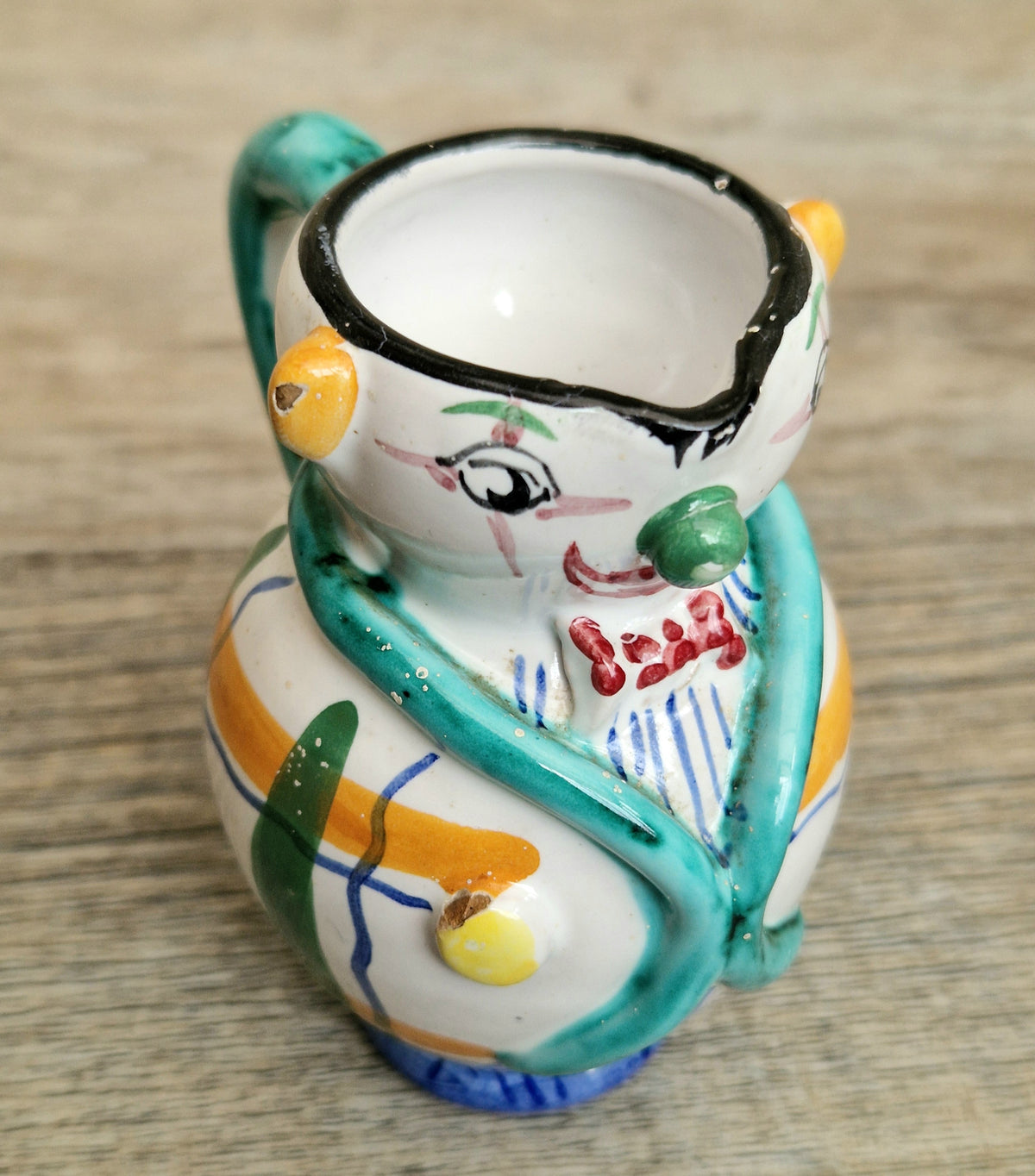 Vintage Mid Century Italian Ceramic Clown Vases Set of 3 Nesting Majolica Libertas Italy