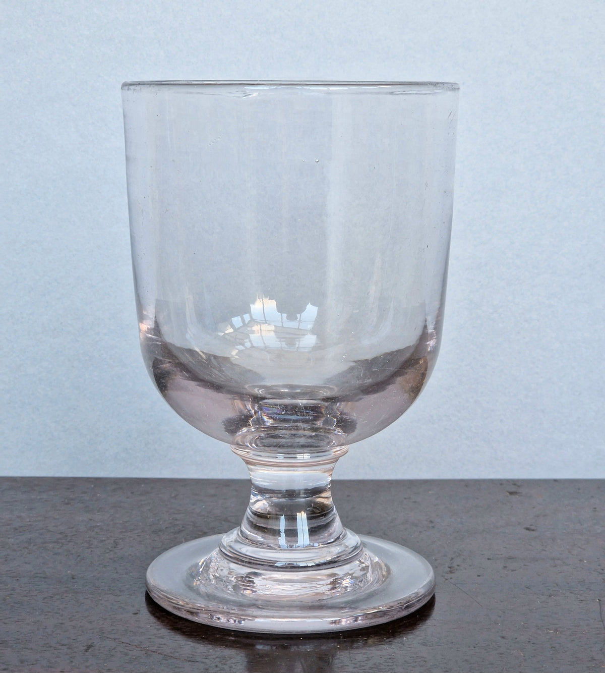 Antique Glass Rummer, Amethyst Tint, U-Shaped Bowl, Baluster Stem, Heavy Foot, 19th Century Collectible Barware