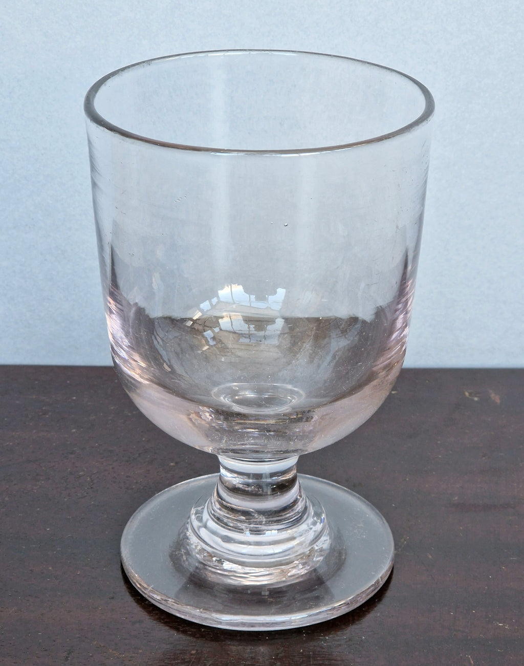 Antique Glass Rummer, Amethyst Tint, U-Shaped Bowl, Baluster Stem, Heavy Foot, 19th Century Collectible Barware