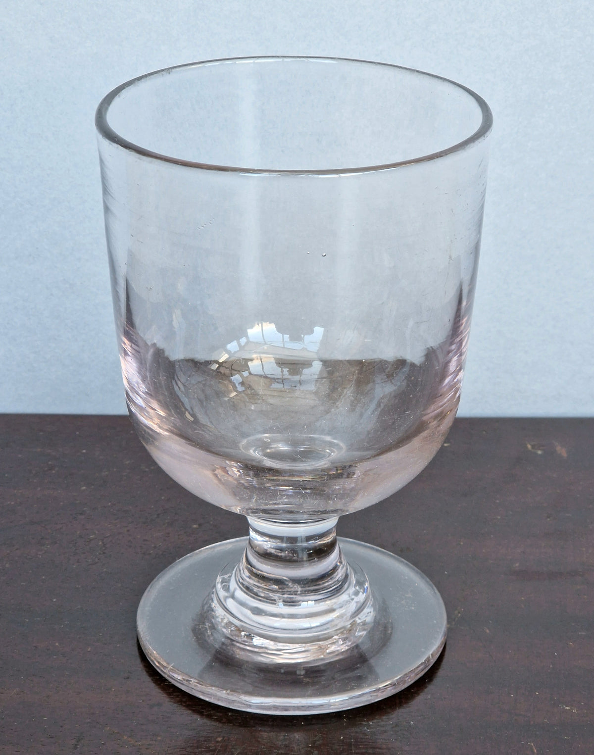 Antique Glass Rummer, Amethyst Tint, U-Shaped Bowl, Baluster Stem, Heavy Foot, 19th Century Collectible Barware