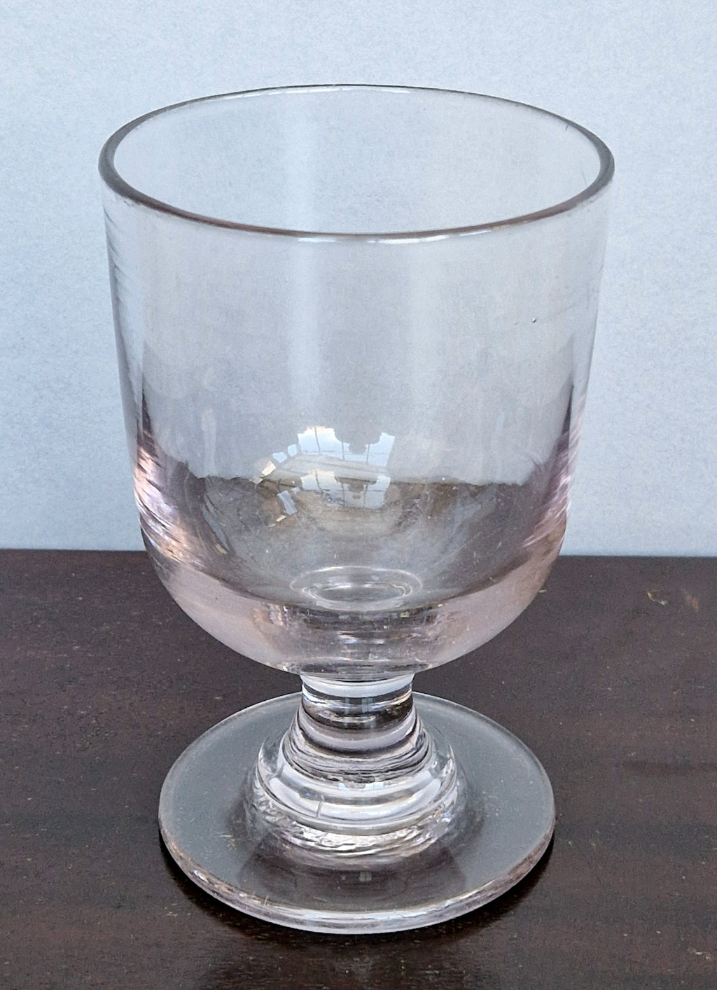 Antique Glass Rummer, Amethyst Tint, U-Shaped Bowl, Baluster Stem, Heavy Foot, 19th Century Collectible Barware