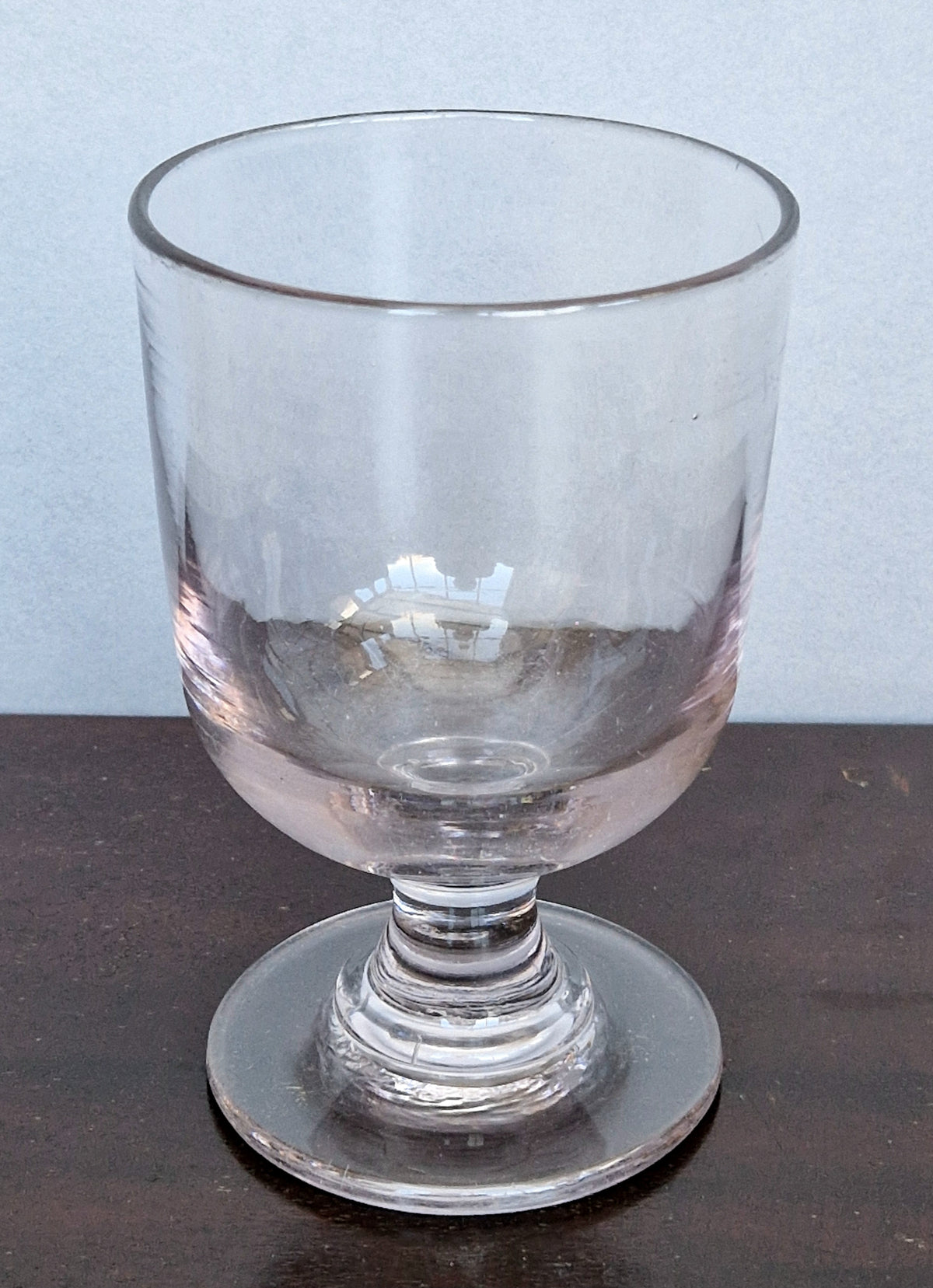 Antique Glass Rummer, Amethyst Tint, U-Shaped Bowl, Baluster Stem, Heavy Foot, 19th Century Collectible Barware