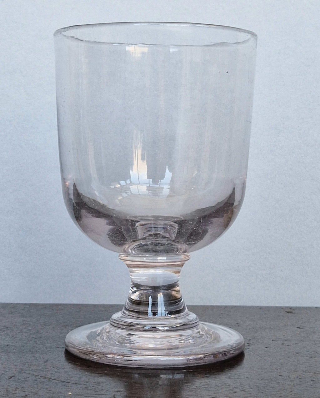 Antique Glass Rummer, Amethyst Tint, U-Shaped Bowl, Baluster Stem, Heavy Foot, 19th Century Collectible Barware