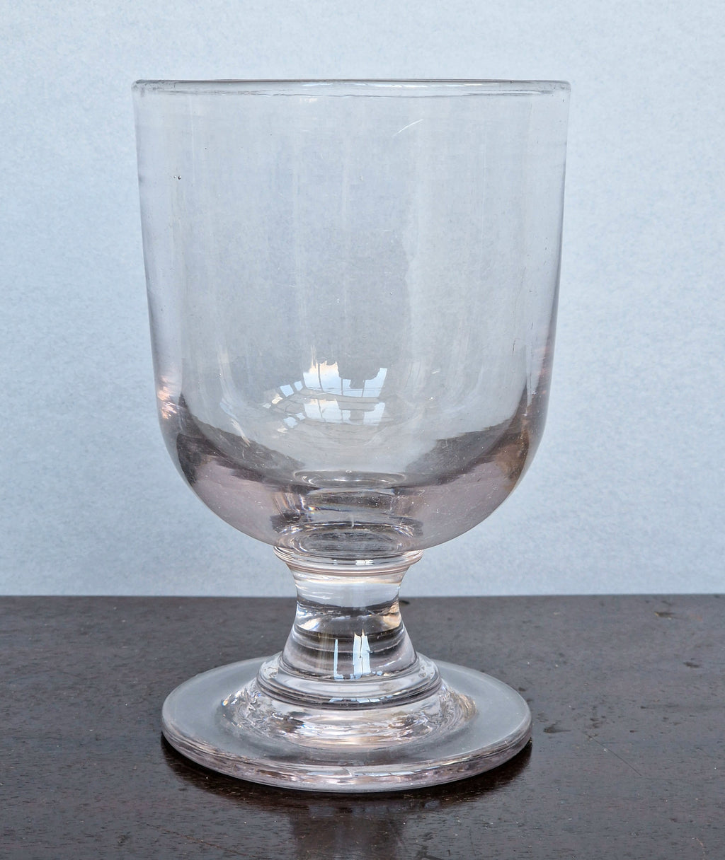 Antique Glass Rummer, Amethyst Tint, U-Shaped Bowl, Baluster Stem, Heavy Foot, 19th Century Collectible Barware