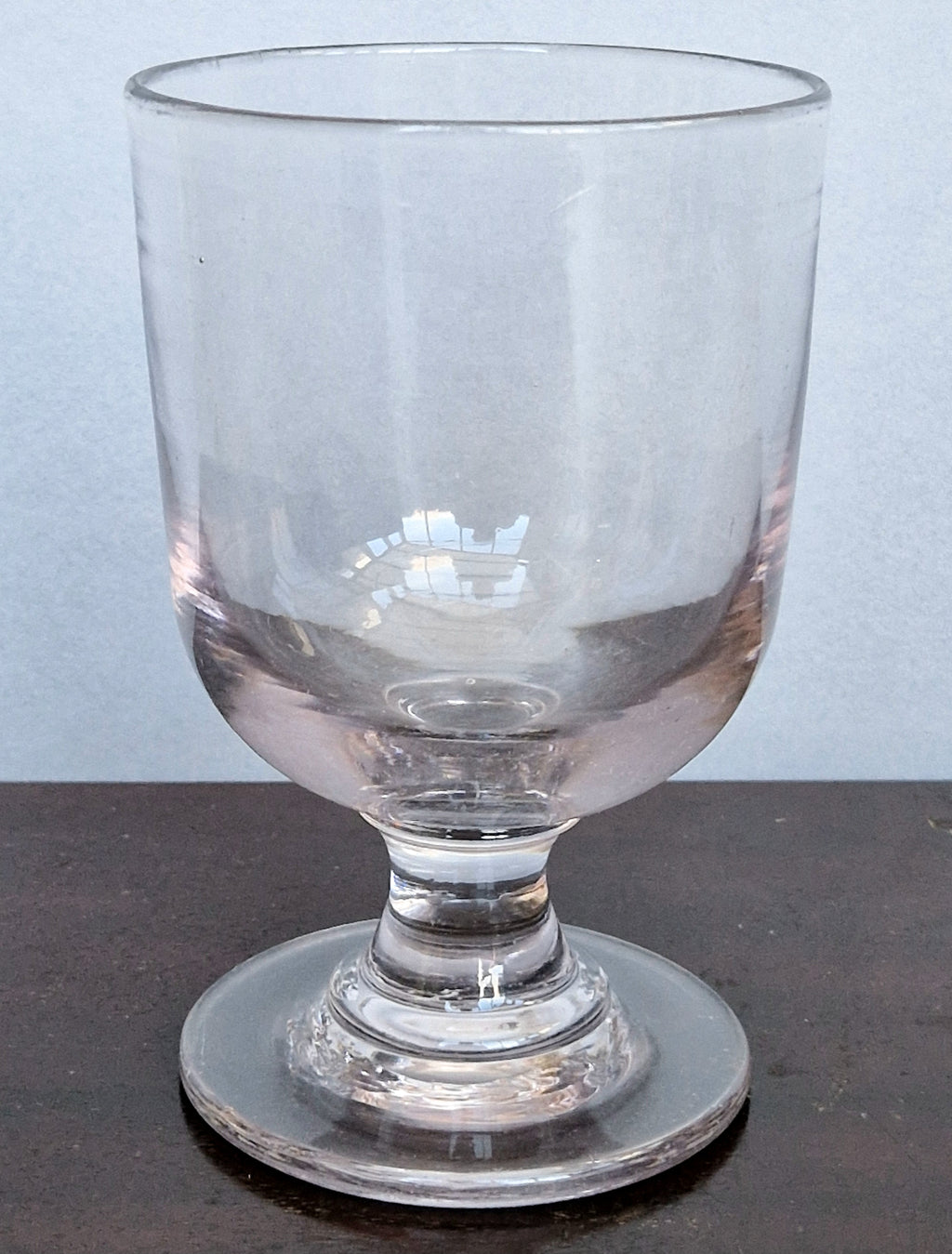 Antique Glass Rummer, Amethyst Tint, U-Shaped Bowl, Baluster Stem, Heavy Foot, 19th Century Collectible Barware