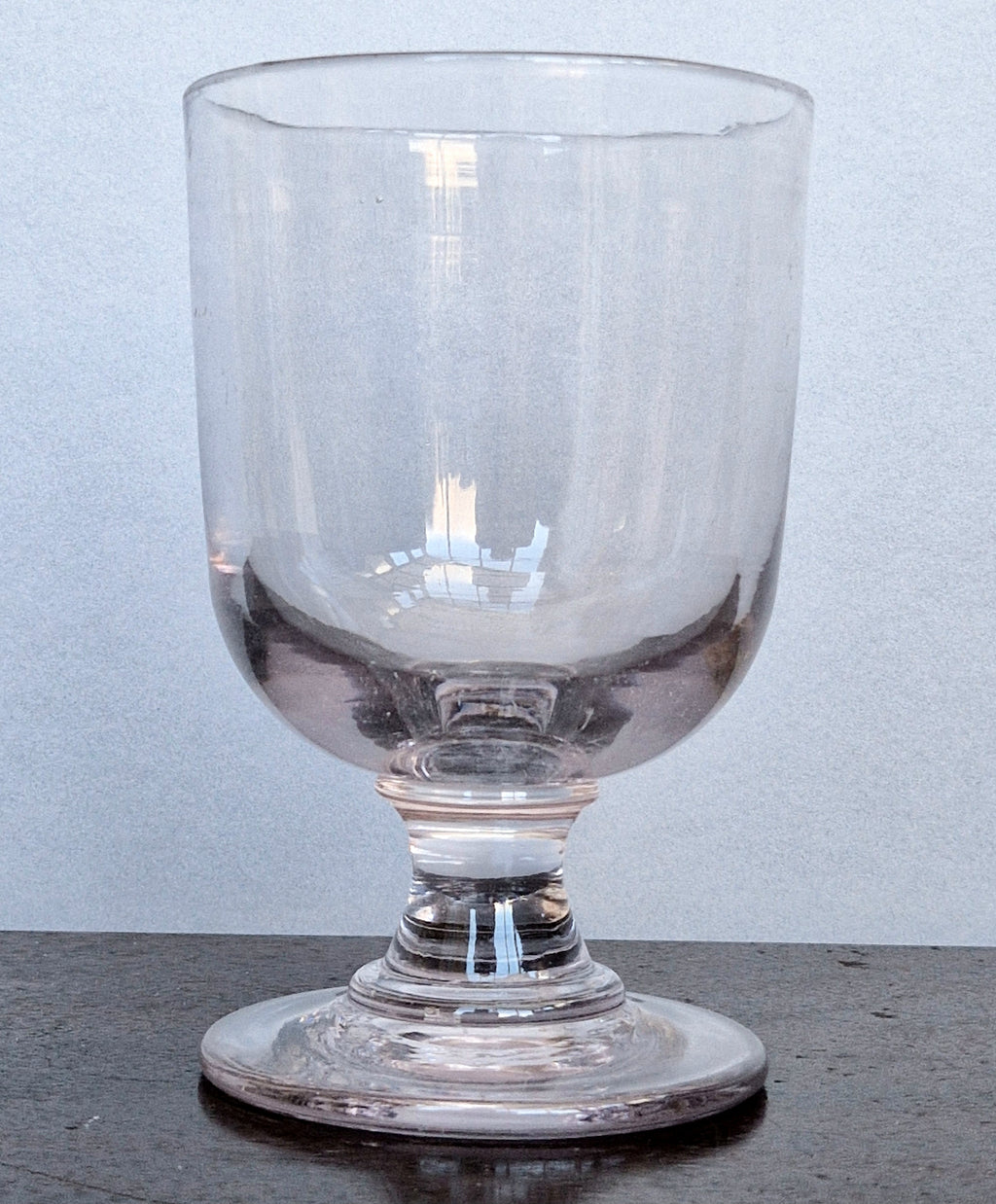 Antique Glass Rummer, Amethyst Tint, U-Shaped Bowl, Baluster Stem, Heavy Foot, 19th Century Collectible Barware