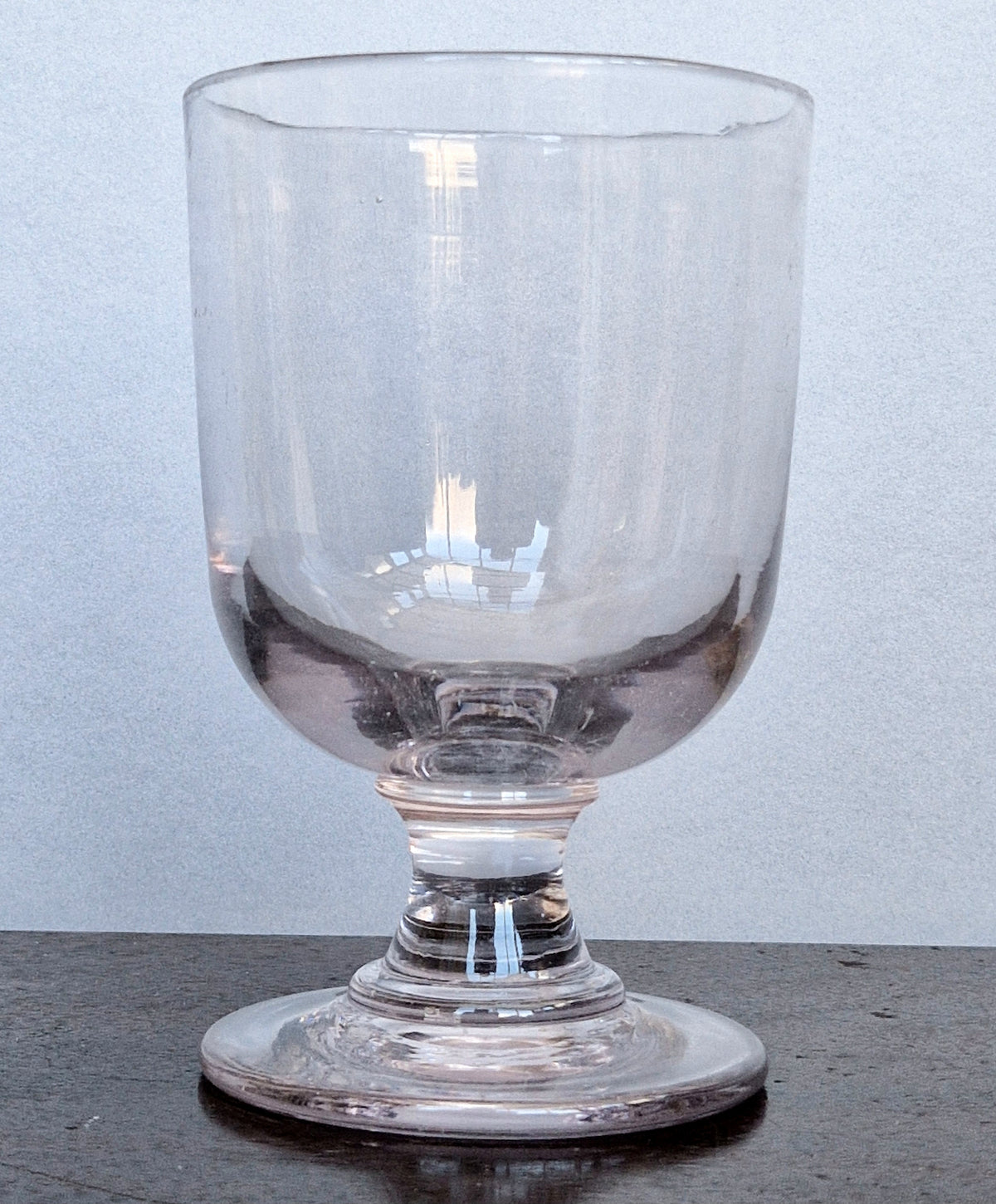 Antique Glass Rummer, Amethyst Tint, U-Shaped Bowl, Baluster Stem, Heavy Foot, 19th Century Collectible Barware