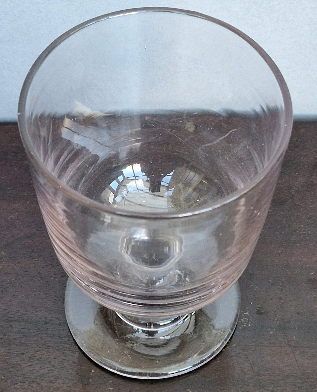 Antique Glass Rummer, Amethyst Tint, U-Shaped Bowl, Baluster Stem, Heavy Foot, 19th Century Collectible Barware
