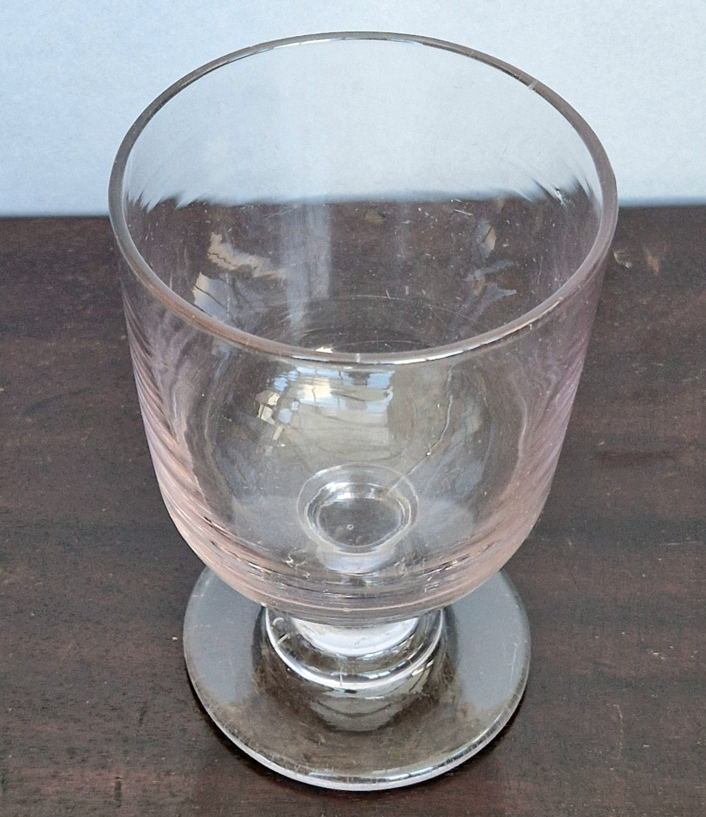 Antique Glass Rummer, Amethyst Tint, U-Shaped Bowl, Baluster Stem, Heavy Foot, 19th Century Collectible Barware