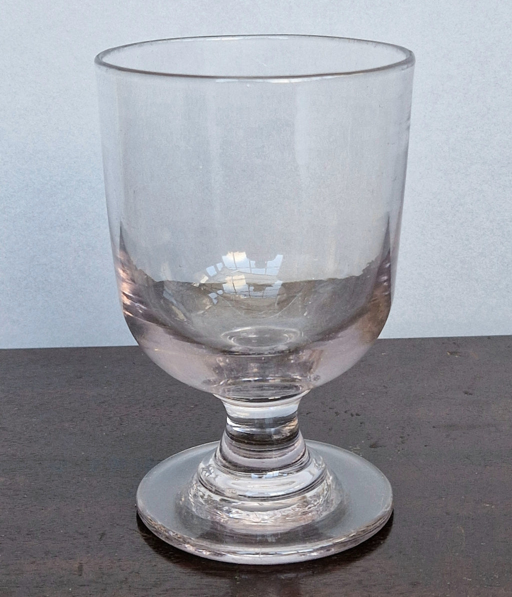 Antique Glass Rummer, Amethyst Tint, U-Shaped Bowl, Baluster Stem, Heavy Foot, 19th Century Collectible Barware