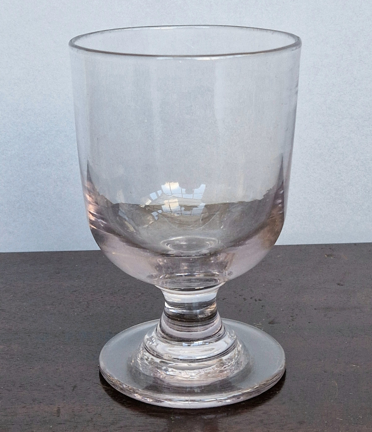 Antique Glass Rummer, Amethyst Tint, U-Shaped Bowl, Baluster Stem, Heavy Foot, 19th Century Collectible Barware