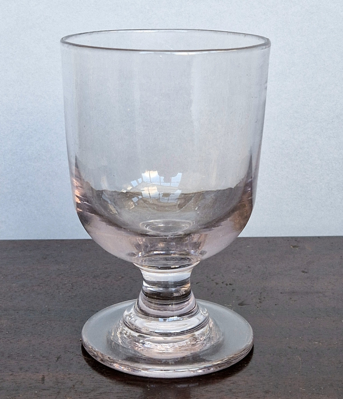 Antique Glass Rummer, Amethyst Tint, U-Shaped Bowl, Baluster Stem, Heavy Foot, 19th Century Collectible Barware