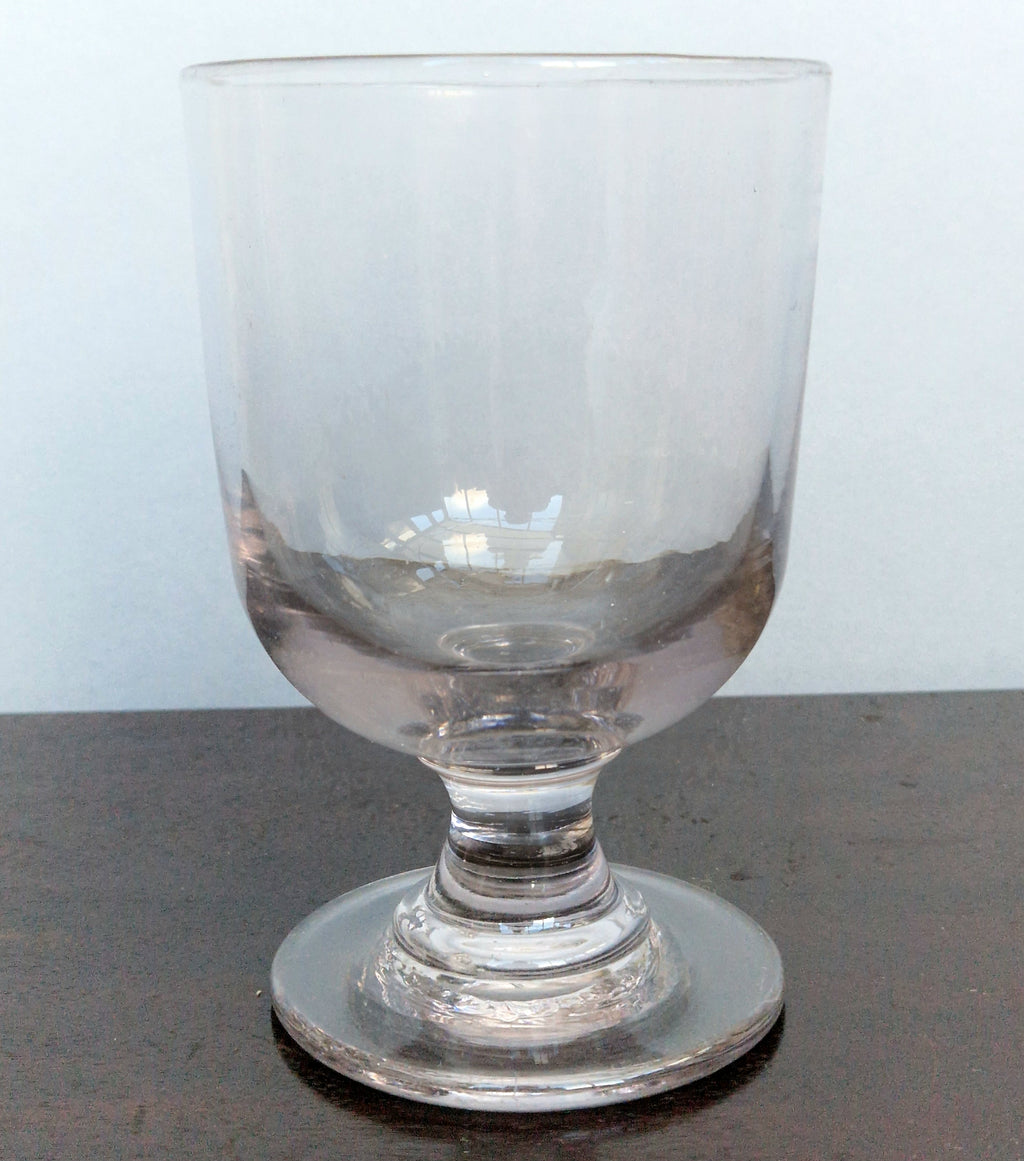 Antique Glass Rummer, Amethyst Tint, U-Shaped Bowl, Baluster Stem, Heavy Foot, 19th Century Collectible Barware
