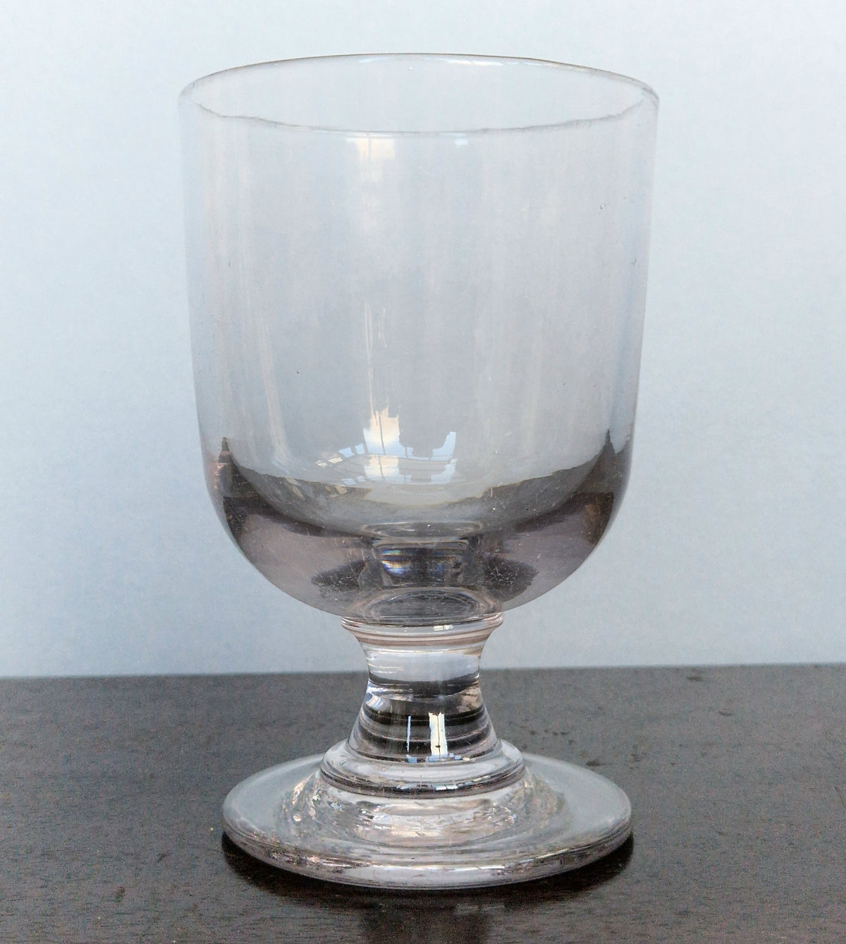Antique Glass Rummer, Amethyst Tint, U-Shaped Bowl, Baluster Stem, Heavy Foot, 19th Century Collectible Barware